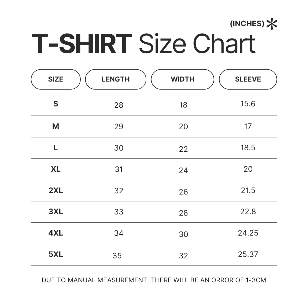 T shirt Size Chart - Sailor Moon EU Store