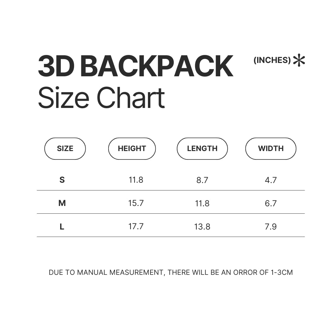 3D Backpack Size Chart - Sailor Moon EU Store