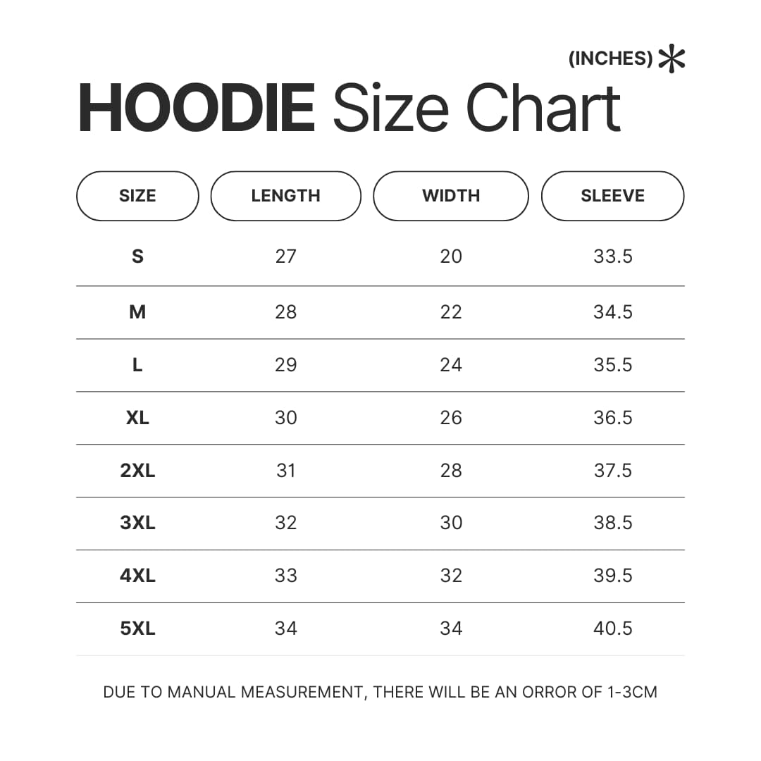 Hoodie Size Chart - Sailor Moon EU Store