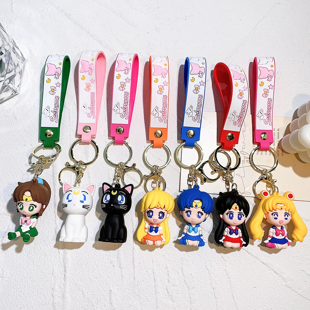 kf S687f59ccd9d84fb994b628d34aa96f97D Anime Sailor Moon Keychain Cute Figure Doll Couple Bag Pendant Keyring Car Key Chain Accessories Toy - Sailor Moon EU Store