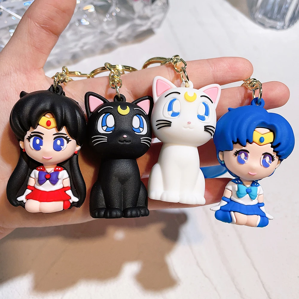 kf S927e9e9b92ba4e0ea9597409b6ca927eM Anime Sailor Moon Keychain Cute Figure Doll Couple Bag Pendant Keyring Car Key Chain Accessories Toy - Sailor Moon EU Store