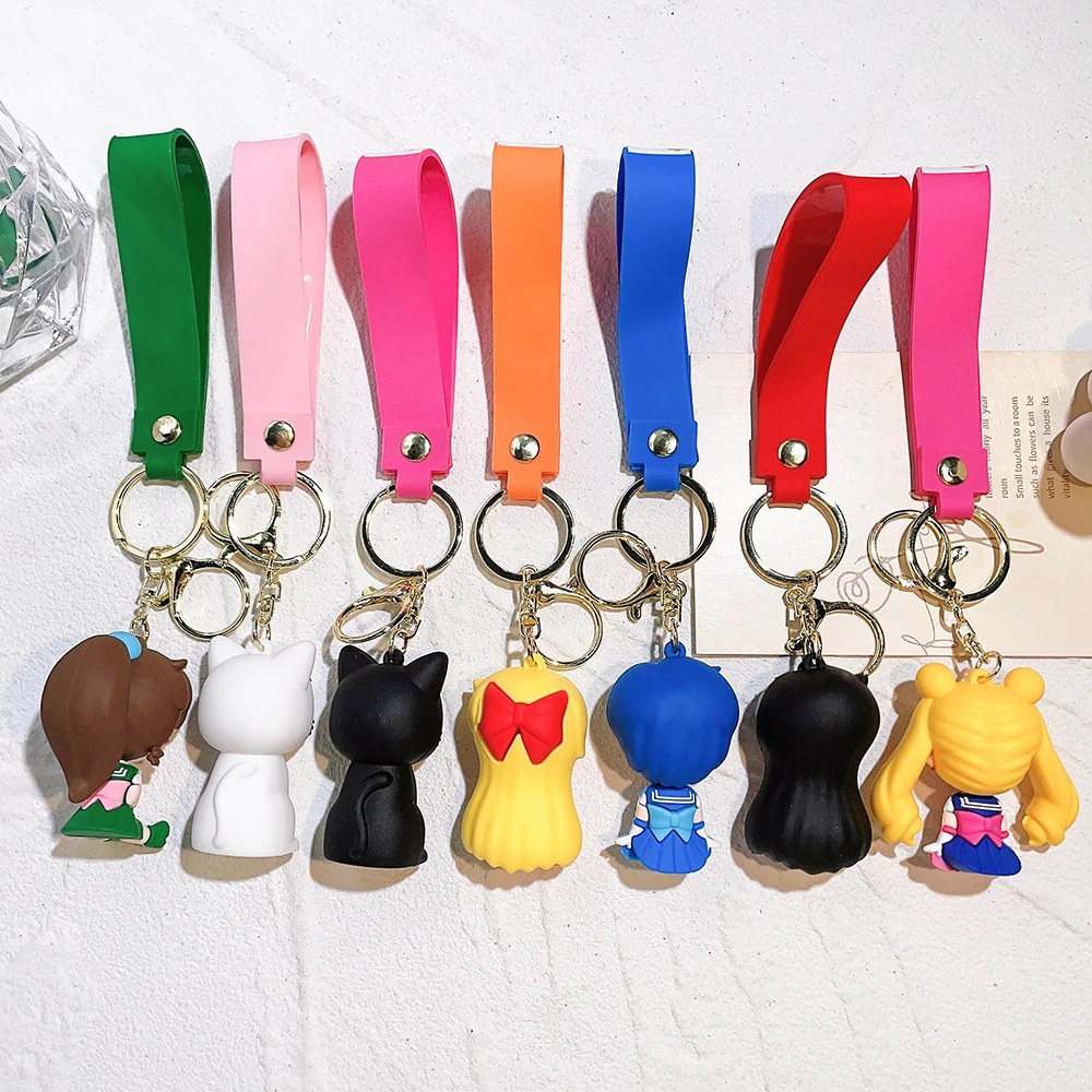 kf Sff080495b4bb43beaf6c3c768c43730cF Anime Sailor Moon Keychain Cute Figure Doll Couple Bag Pendant Keyring Car Key Chain Accessories Toy - Sailor Moon EU Store
