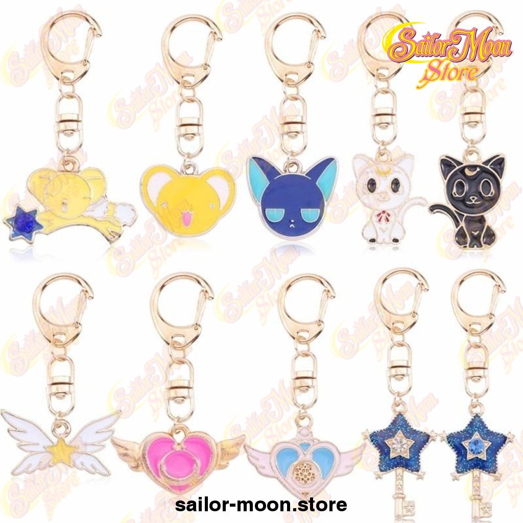 sailor moon cat mouse star wand heart angel wings pendants keychains 370 - Sailor Moon EU Store
